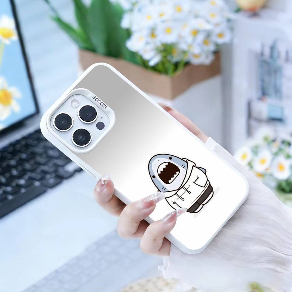 Cute Shark Phone Case For iPhone 17,16,15,14,13,12,Pro MAX Black Matte Shockproof Cover