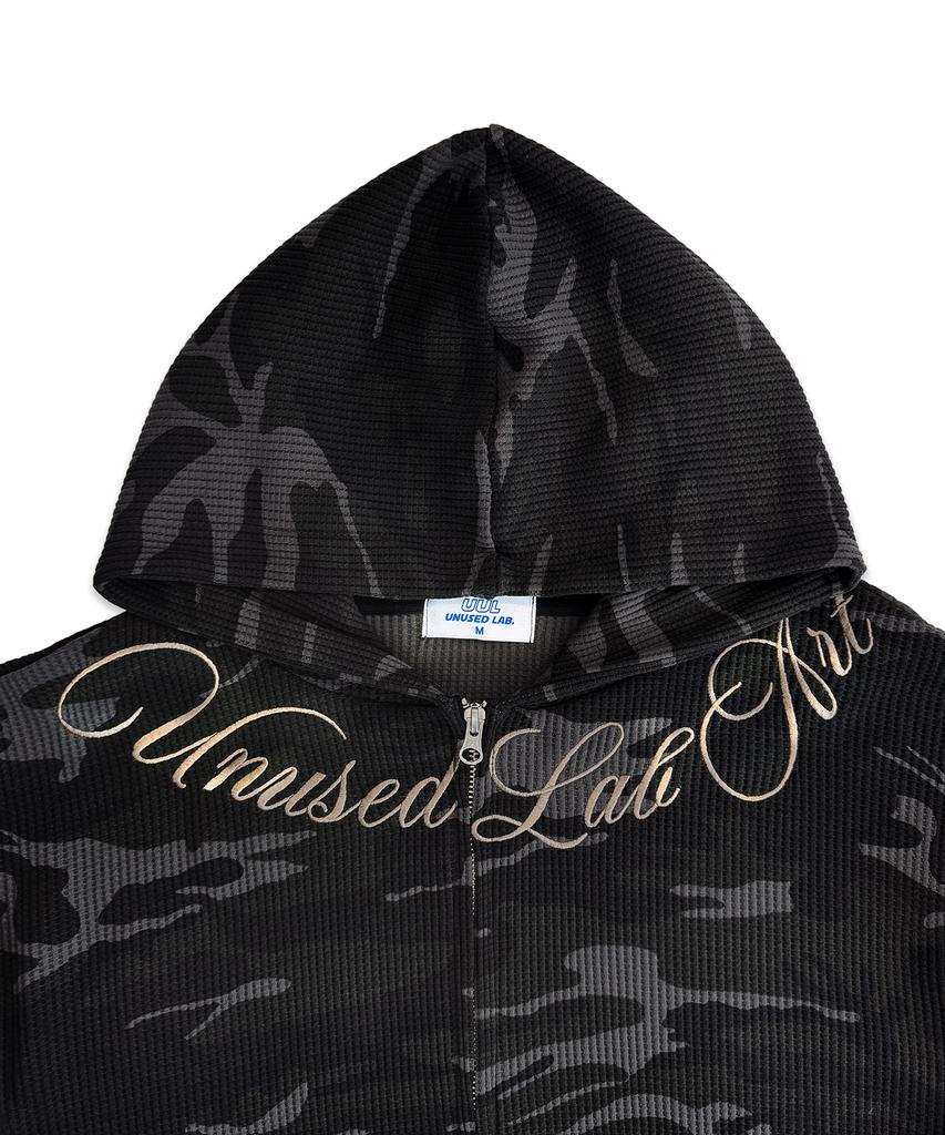 UNUSEDLAB Camo Embroidered Zip-Up Hoodie [Charcoal]