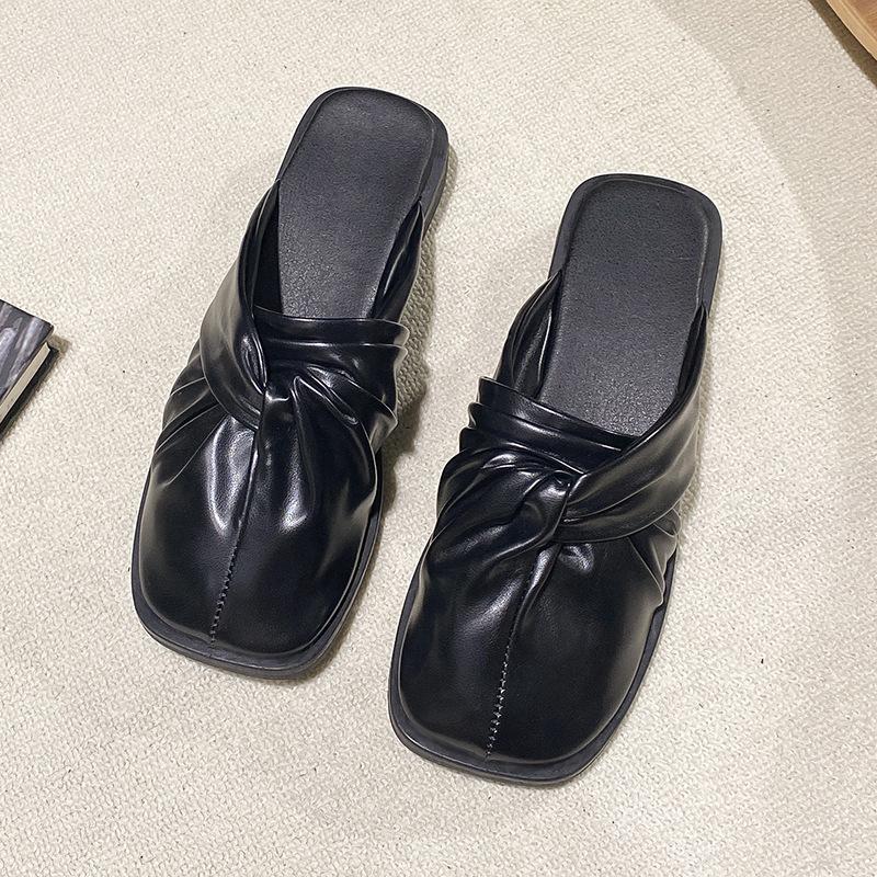 

Французский вечерний нежный ветер плоские французский темперамент ленивые педали французская нежная голова-мешок полушлепанцы женские летние 40 чёрный