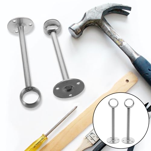 NOLITOY Stainless Steel Curtain Rod Brackets, Set of 2, Round Head Design, Durable, Fits 6-Inch Curtain Rods, Versatile, Wall-Mounted, Coordinates wit