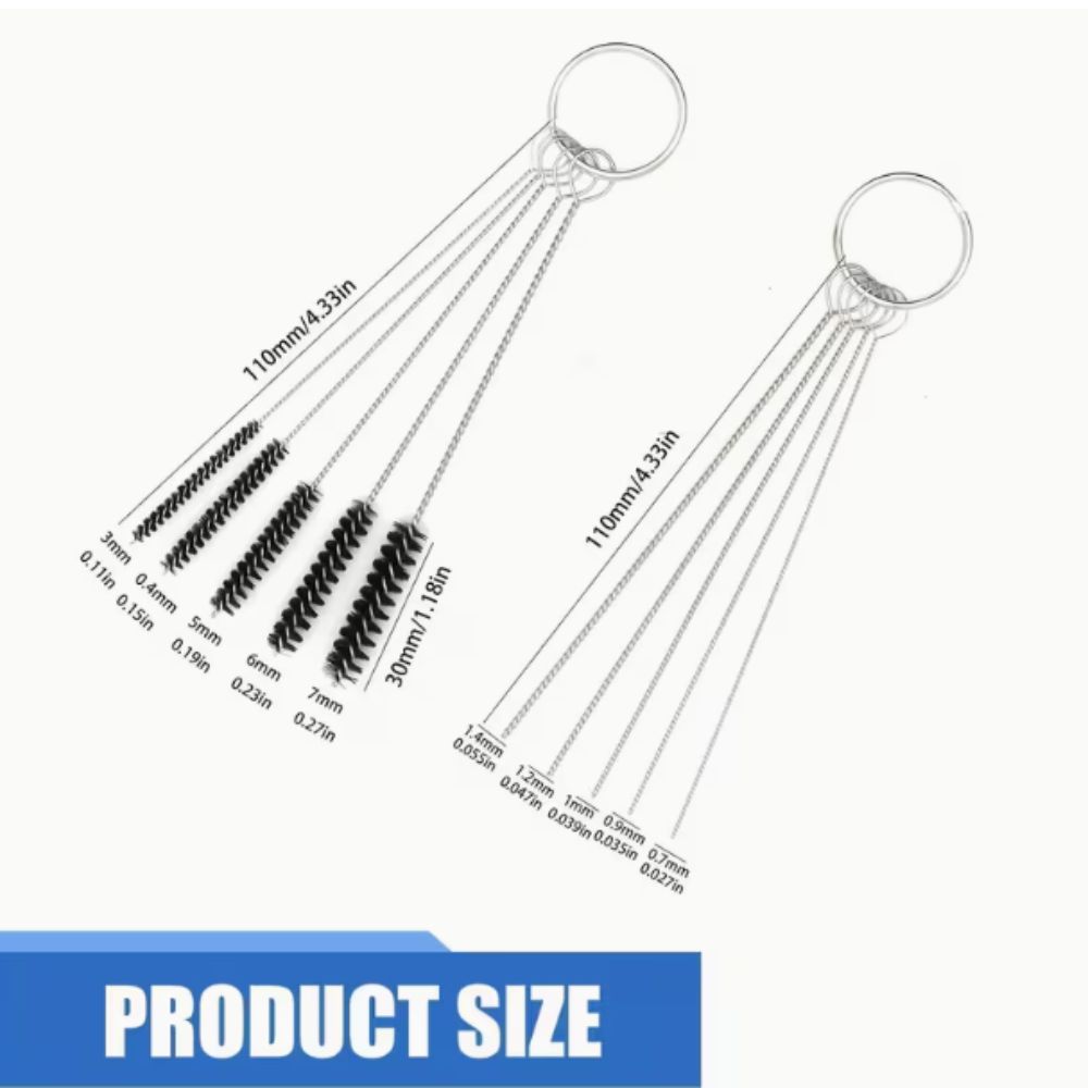 10 Cleaning Needles Carburetor Cleaner Tool Multi Purpose 5 Nylon Brushes Carbon Dirt Jet Cleaner Portable Design Wire Cleaner