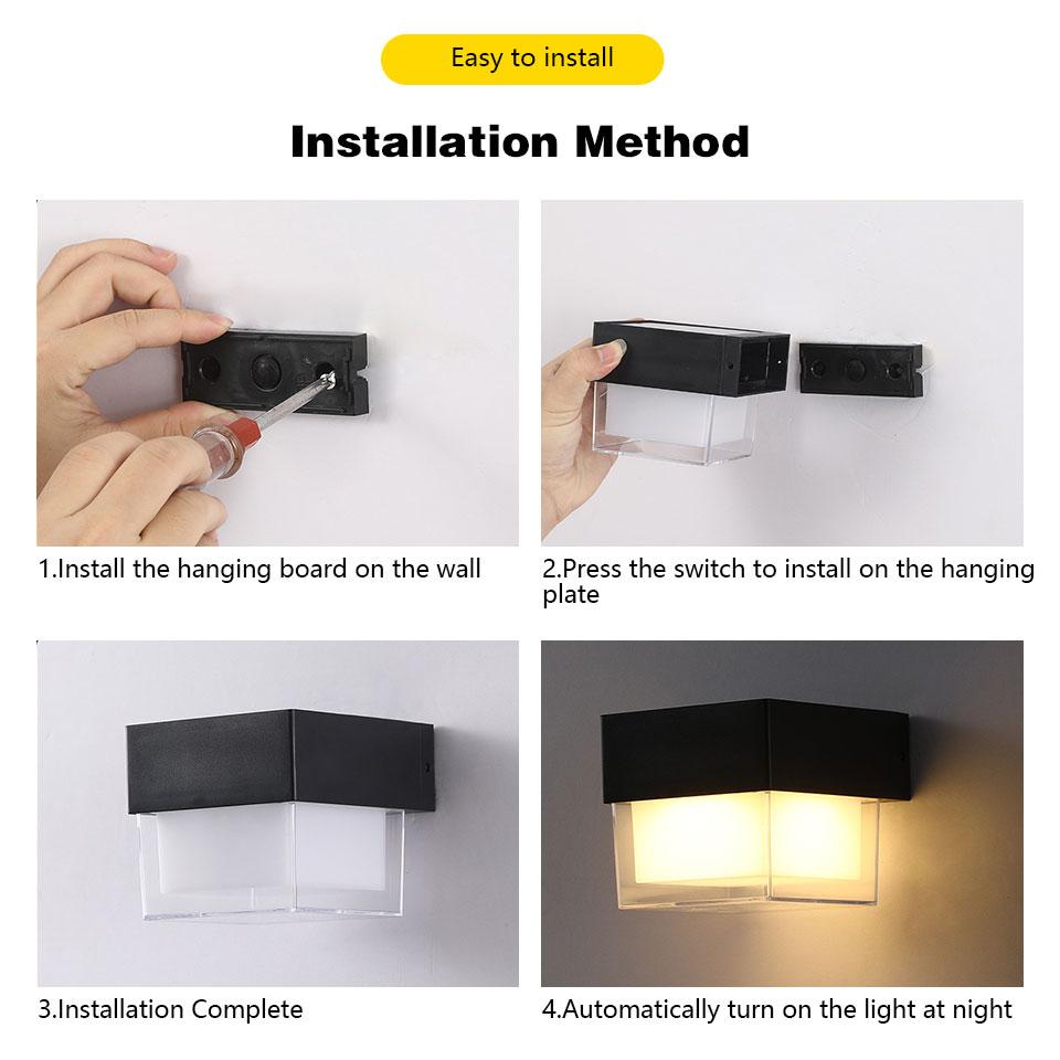 1Pc  LED Wall Lights Outdoor Solar Lamp  Solar Powered Sunlight Street Light Garden Courtyard Waterproof Wall Light