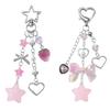 Car Keychain for Women Girls Cute Keychain Bag Charms Bows Star Heart Keychain Accessories for Backpacks,Wallets
