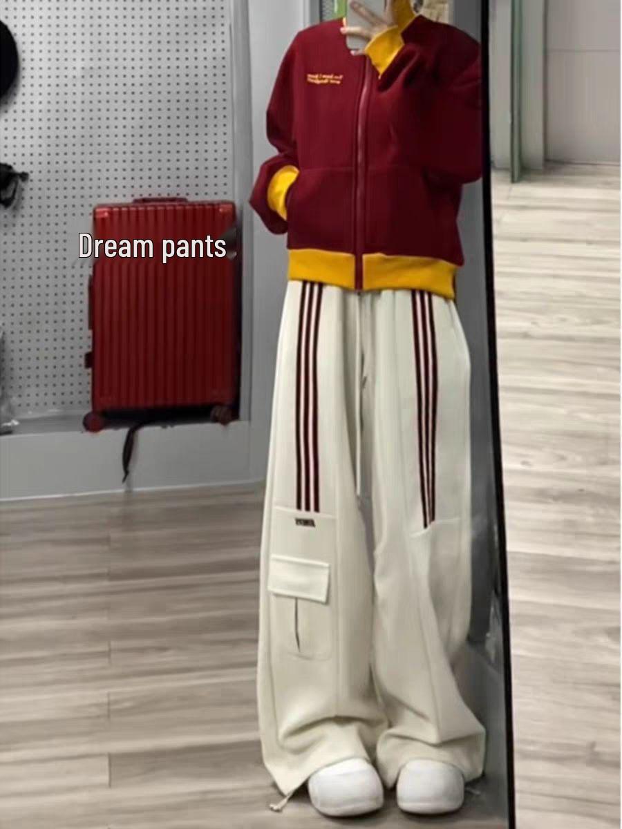 

Женские флисовые широкие карго-штаны с тремя полосками - Коллекция Осень/Зима L