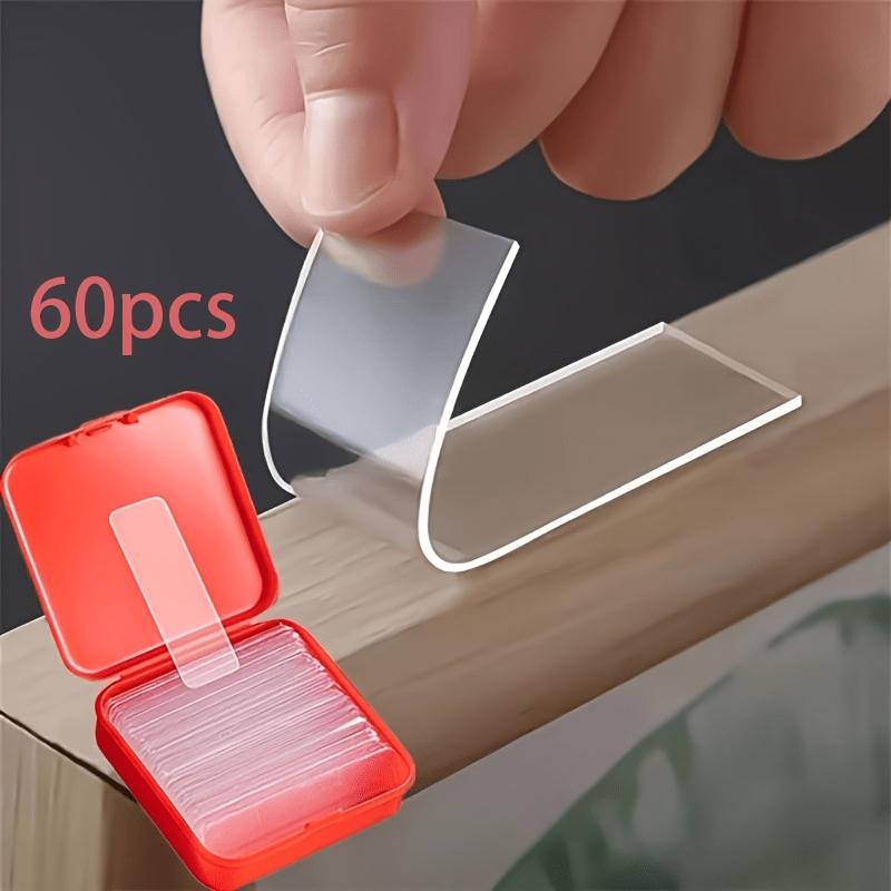 60Pcs/Box Double Sided Mounting Sticky Wall Strips Clear Mounting Strong Sticky Wall Strips Transparent Tape Without CroppingPinstriping Tape 3