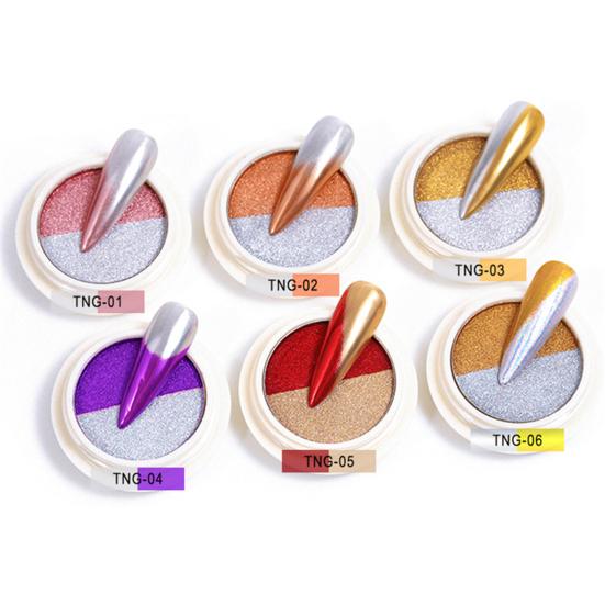 20G Chrome Nail Powder 2 Metallic Holographic Pigment Colors Mirror Effect Powder DIY Gel Nail Art