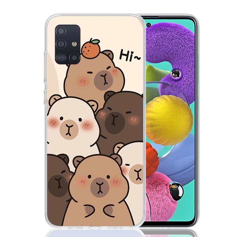 Funny Capybara Cartoon Animal Phone Case for Samsung Galaxy A52 A51 A50S A12 A22 A32 A72 A10S A30S A31 A71 Note 20 Ultra 10 Plus