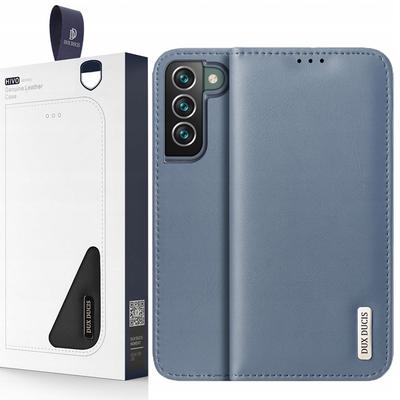 Dux Ducis Hivo Leather Flip Case Natural Leather Cover Wallet for Cards and Documents Samsung Galaxy S22+ (S22 Plus) Blue