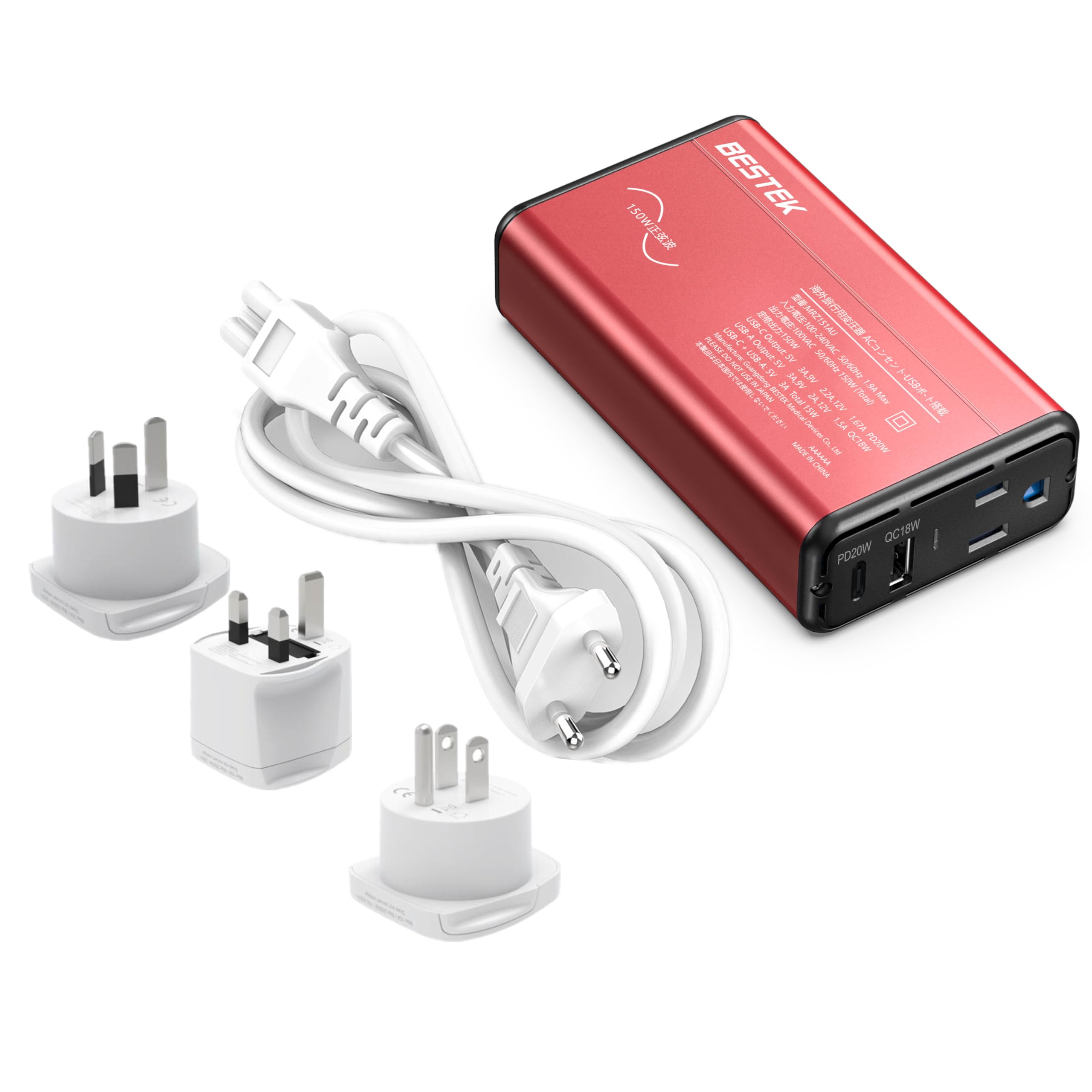 

BESTEK [Ministry of Economy, Trade and Industry Approved] Travel Transformer, Sine Wave Transformer: Includes BF, A, and O Type Conversion Plugs,