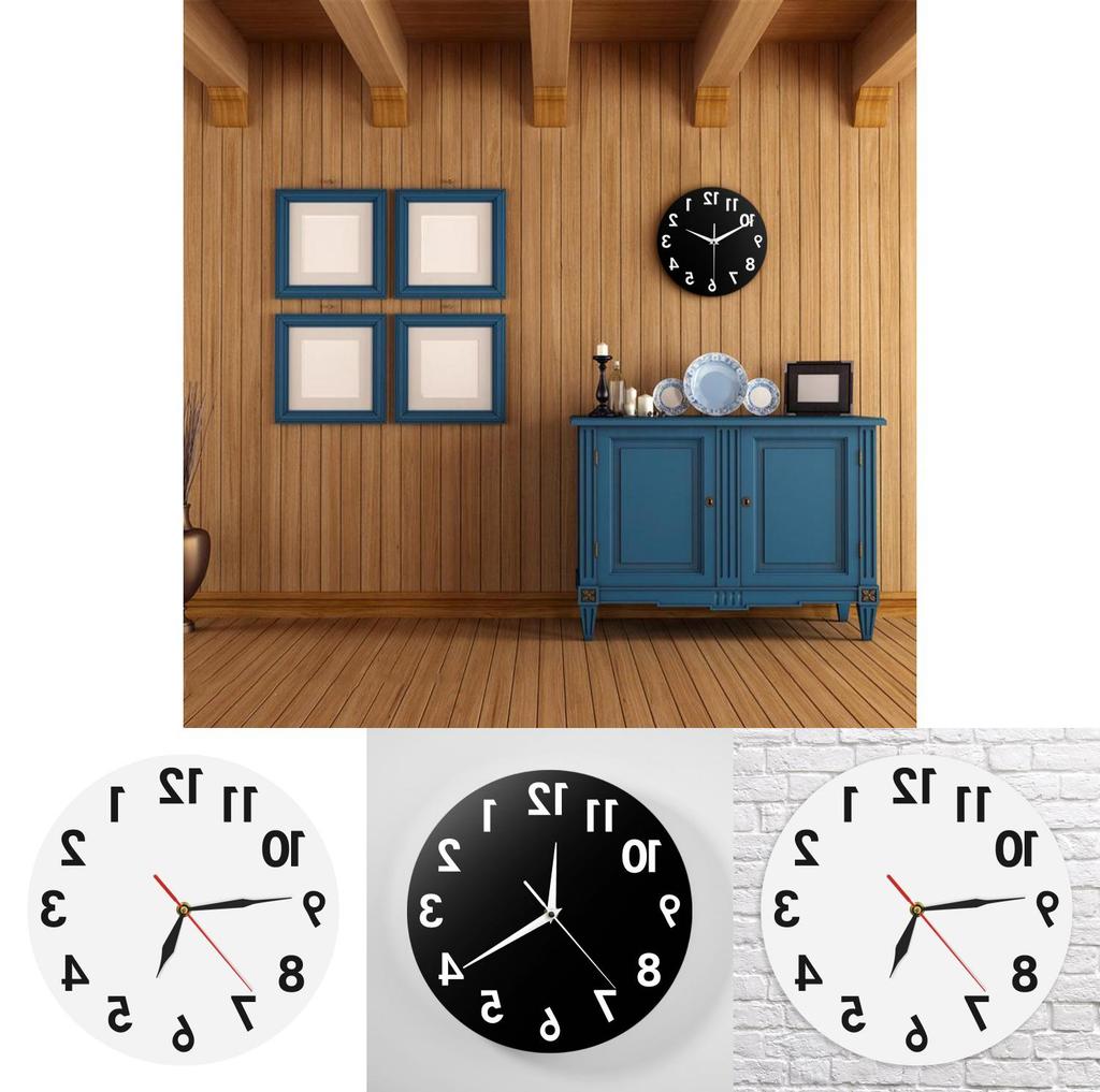Horloge murale anti-acrylique inversée avec affichage LED pour la décoration du salon