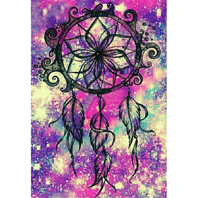 5D-Diamantgemälde zum Selbermachen, Traumfänger, Buchstabe, bunt, Kreuzstich, volle Runde, quadratisch, Diamant-Stickerei, Strasssteine, Heimdekoration