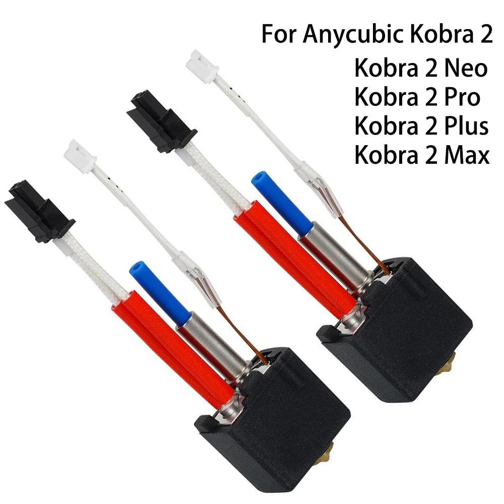 For Anycubic Kobra 2 Hotend 24V 60W Throat For Kobra 2 Hotend Nozzle Thermistor Heat Block Nozzle Heating Rod Telfon Tube