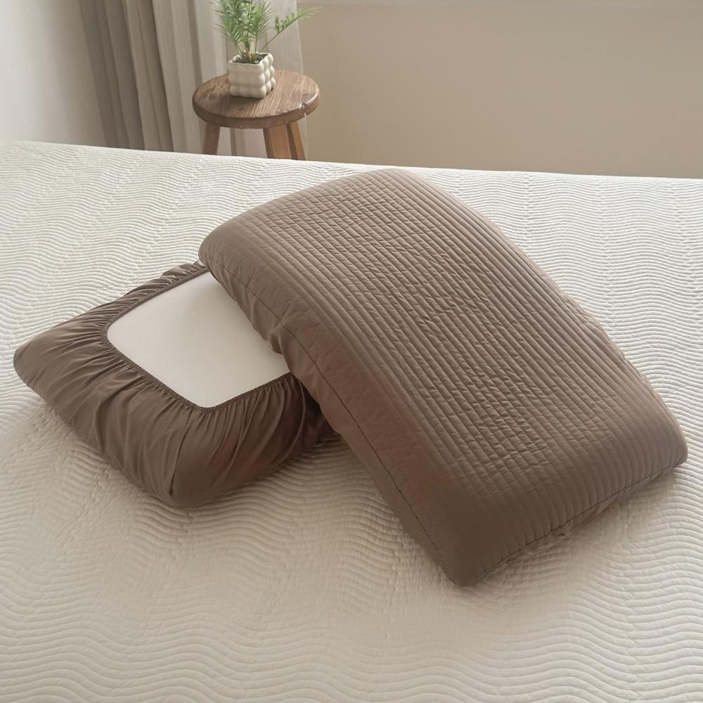 

Stripe Pattern Elastic Band Pillowcase Cotton Latex Pillow Pillowslip Travel 30*50cm кофейный