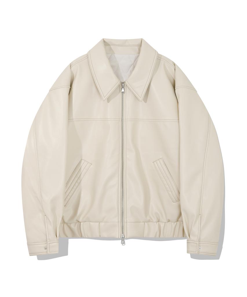 Fallett Topstitch Vegan Leather Padded Blouson Ivory