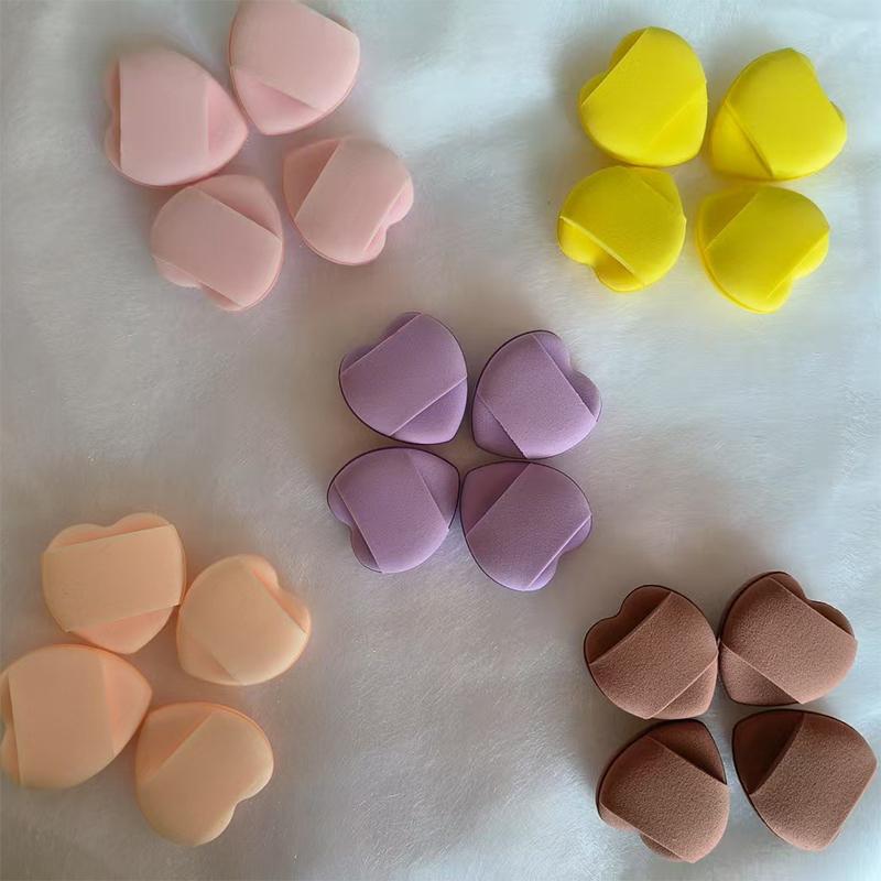 20 Pcs Mini Heart Shape Cushions Air Cushion Powder Puff Latex Free Mixed Sponge And Cosmetic Puff Is Used For Liquid Foundation