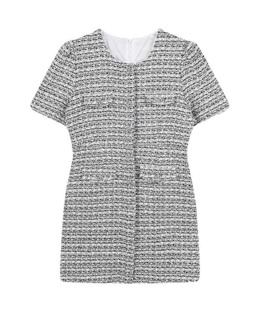 VANAKE Tweed Short Sleeve Dress_Vb34Opq309Z