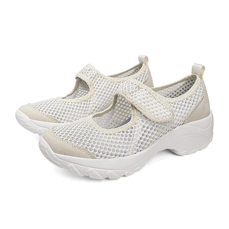 Platform Shoes Women's Summer Breathable Mesh Slip-On Shoes Lightweight Comfortable Walking Shoes Elderly Footwear Flat Heel