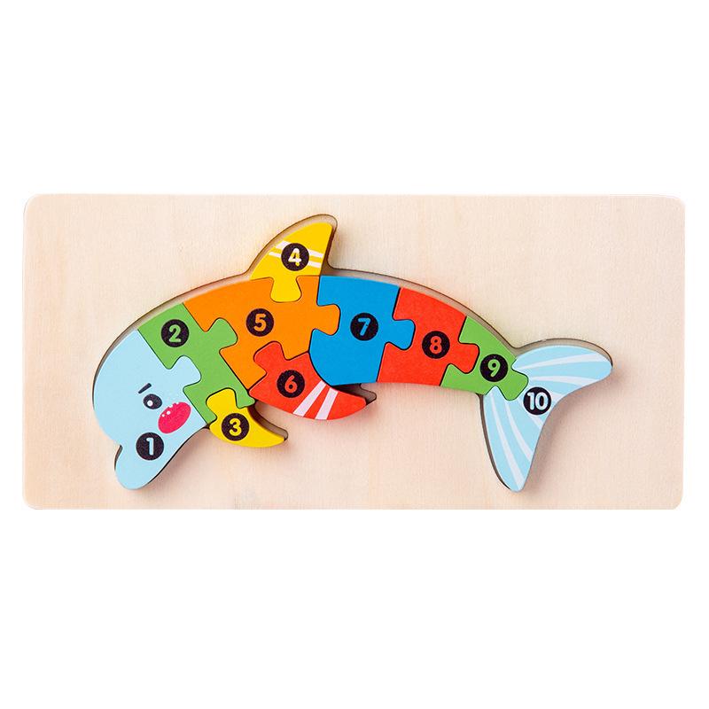 3D Wooden Buckle Puzzle: Educational Toy for Early Learning - Numbers, Transportation, and Animal Blocks