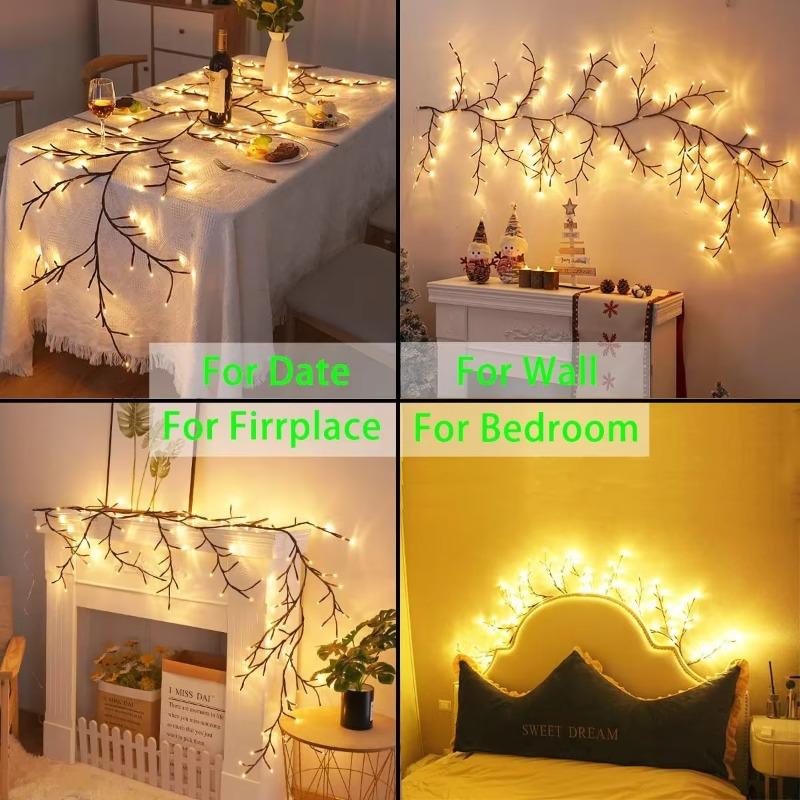 LED Bendable Willow Vine Lights, 8 Moeds Rattan Tree Decorative Light, Night Light, For Wall Bedroom Indoor Outdoor Christmas