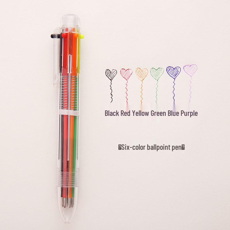 Eight-Color Retractable Ballpoint Pen - Multi-Color Oil-Based Ink for Students Bullet Tip 0.7