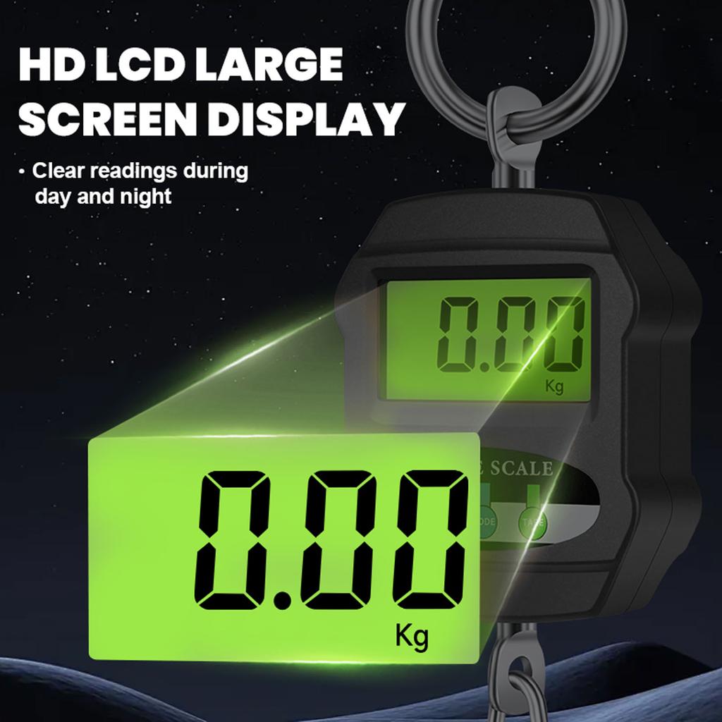 Digital Hanging Scale 660LB 300KG LCD Backlit Display Crane Scale for Farm Fishing Outdoor Activities