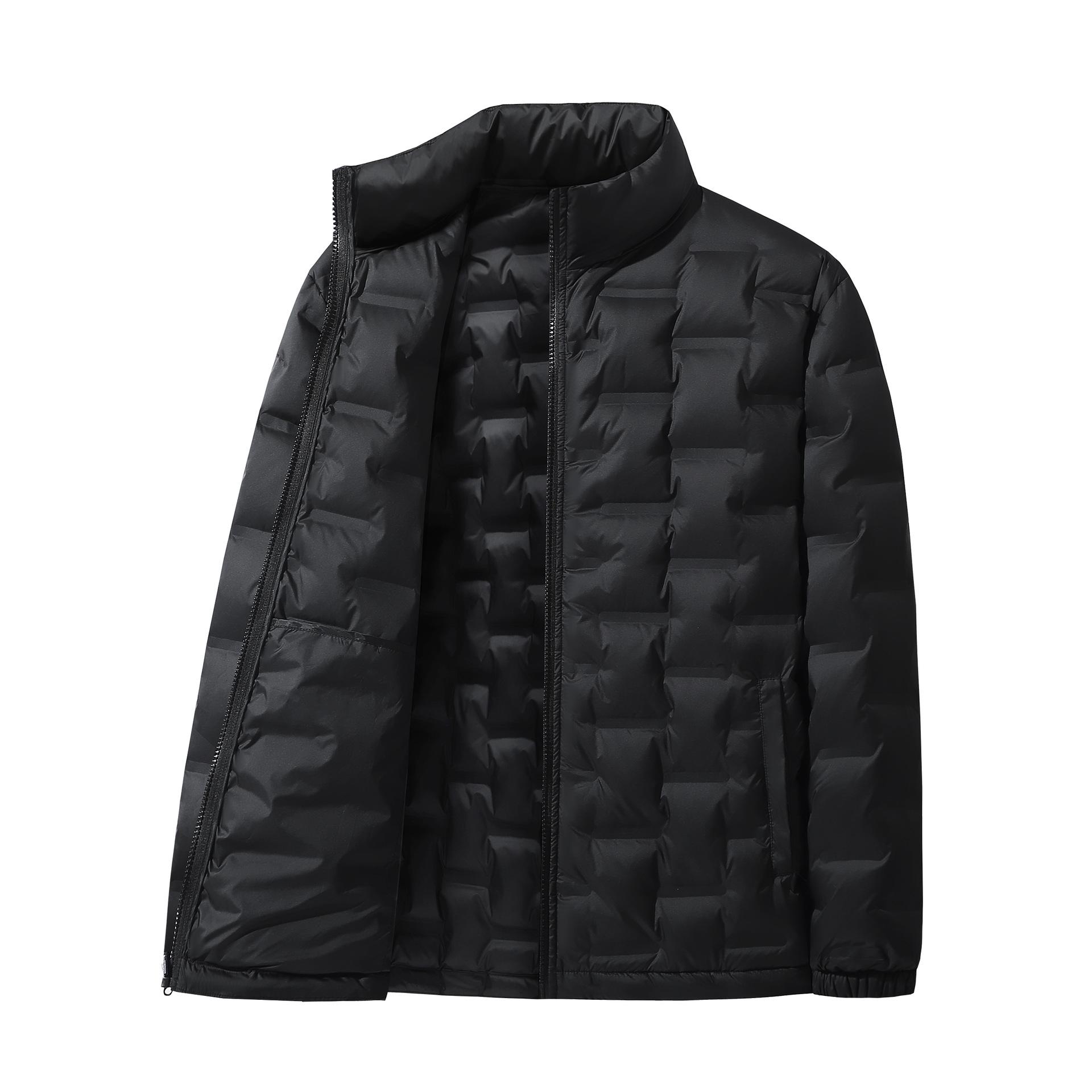 

Windproof White Duck Down Fleece Jacket with Stand Collar for Outdoor Autumn and Winter XL (150-170 jin) чорний