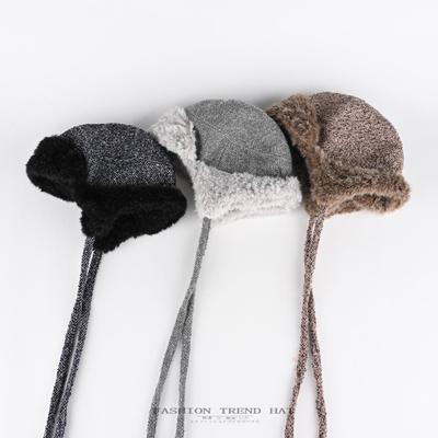 Korean Version Plush Hat Women's Winter Plush Thickened Cycling Warm Ear Protection Hat Fashionable Trendy Strap Flying Hat