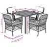 5 Piece Outdoor Dining Set with Cushions Black Poly Rattan