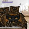 Black Cat Pattern Bedding Quilt Set Quilt Cover Pillowcase Home Decoration Birthday Gift (1 * Duvet Cover + 2 * Pillowcase, Without Core)
