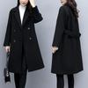 Women's Turn Down Collar Long Sleeve Mid-Length Wool Coat Lapel Loose Plus Size Overcoat