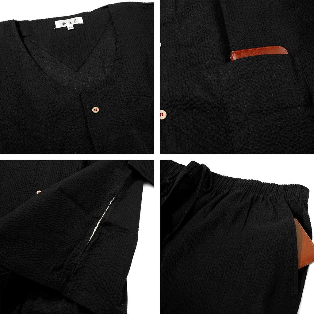 Jinbei for Large Japanese Top and Shijira A Pattern [One Colors] Men, Size, Pattern, Pajamas, Bottom, Weave, Plain, Striped, Cool, Set, 3L,