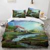 Beautiful Painting House Tree Comfortable Duvet Quilt Cover Pillowcase Bedding Set Children Bedroom Decoration Home Textile