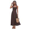 Women's Square Neck Corset A Line Maxi Dress Polka Dot Wide-Strap Dress Flowy Casual Summer Beach Long Tank Dress
