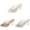 High Heel Slipon Sandals With Water Drilled Embellishments For Summer Wear