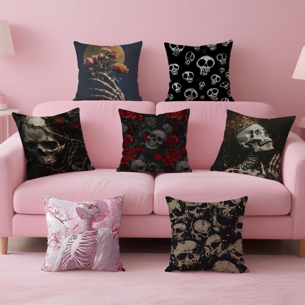 Gothic Skull Gothic Creepy Bloodcurdling Cushion Cover Pillow Case Soft Skin Friendly Fabric Concealed Zipper