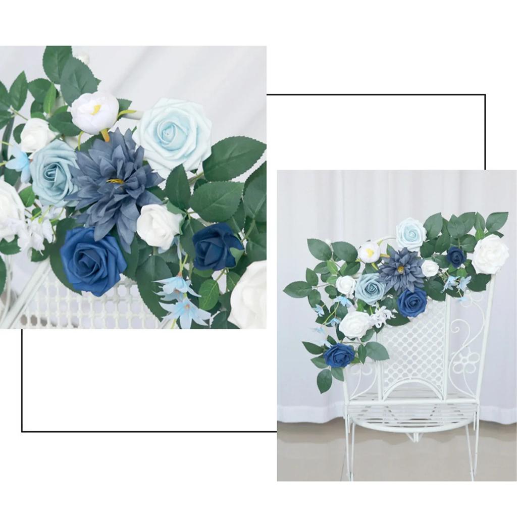Simulation Rose Chairs Back Pew Flower Garland Arrangement Floral Swags Arch Decor Vine Wedding Aisle Chair Home Decorations