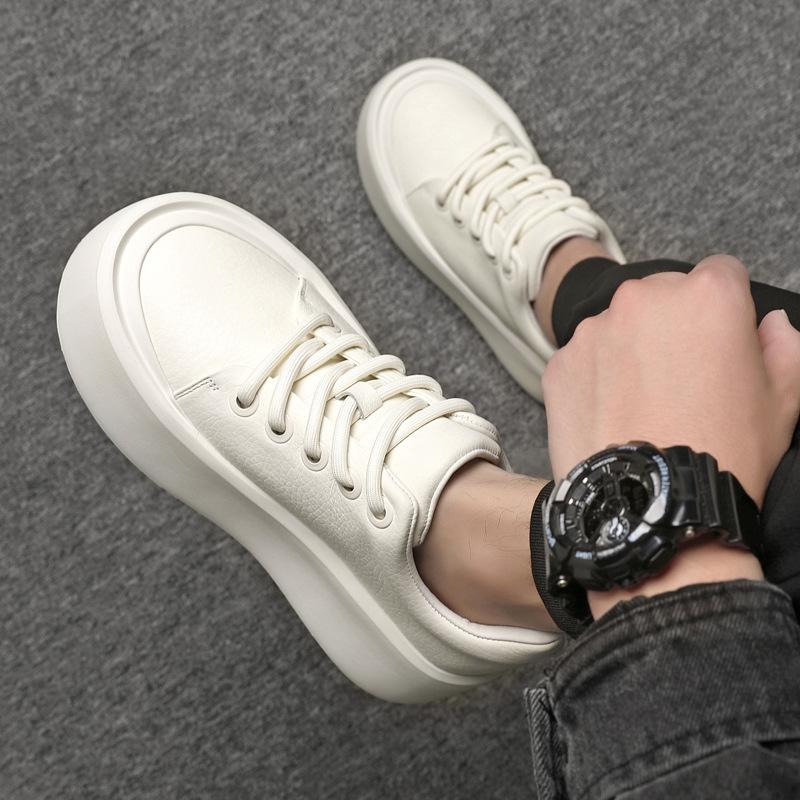 New Men's Comfort All Match Genuine Leather Platform Height Increasing Causal Shoes Flats Moccasins Walking Sneakers