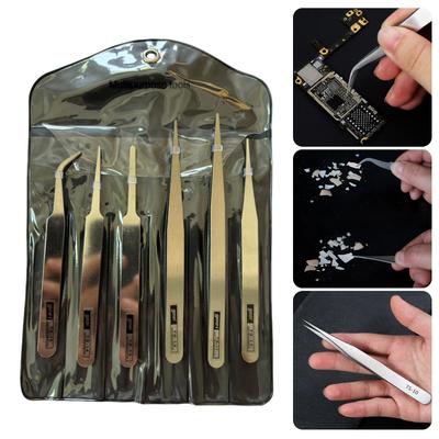 6Piece Stainless Steel Tweezer Set For Precise Tasks Need For Electronics Repair And Jewelry Making