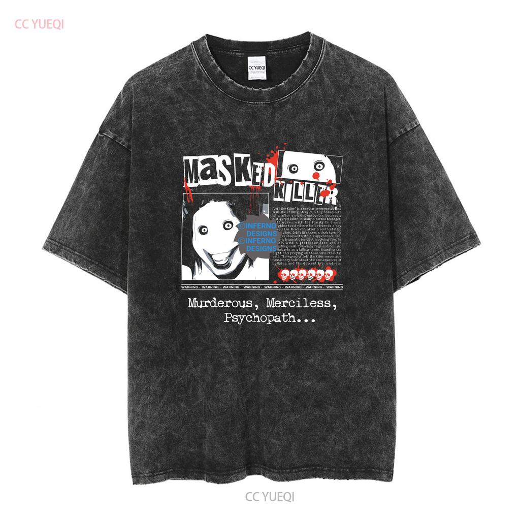 Creepypasta YK T Shirt Jeff The Killer Grunge Goth Long or Short Sleeves Vintage Washed Comfortable Top For Everyday Wear