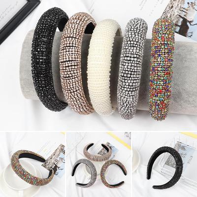 Luxury Headband Hair Hoop Baroque Tiara Wedding Headdress Full Crystal Rhinestone Pearl Haiband