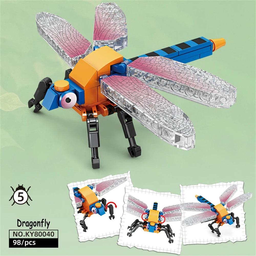 Libellen-Insekten Mini-Baustein-Set - STEM Pädagogisches Meereslebewesen-Spielzeug für Kinder Fördert Kreativität & Meeresleben-Lernen