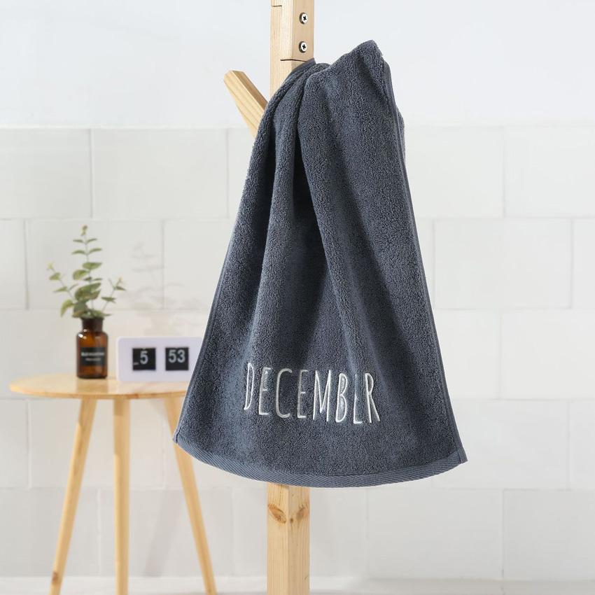 

100% Cotton Face Towel 12 Month Letters Embroidery Bathroom Home Hotel Modern Towels for Adults Kids 35x75cm 140g Toalla de cara 1pcs 35x75cm