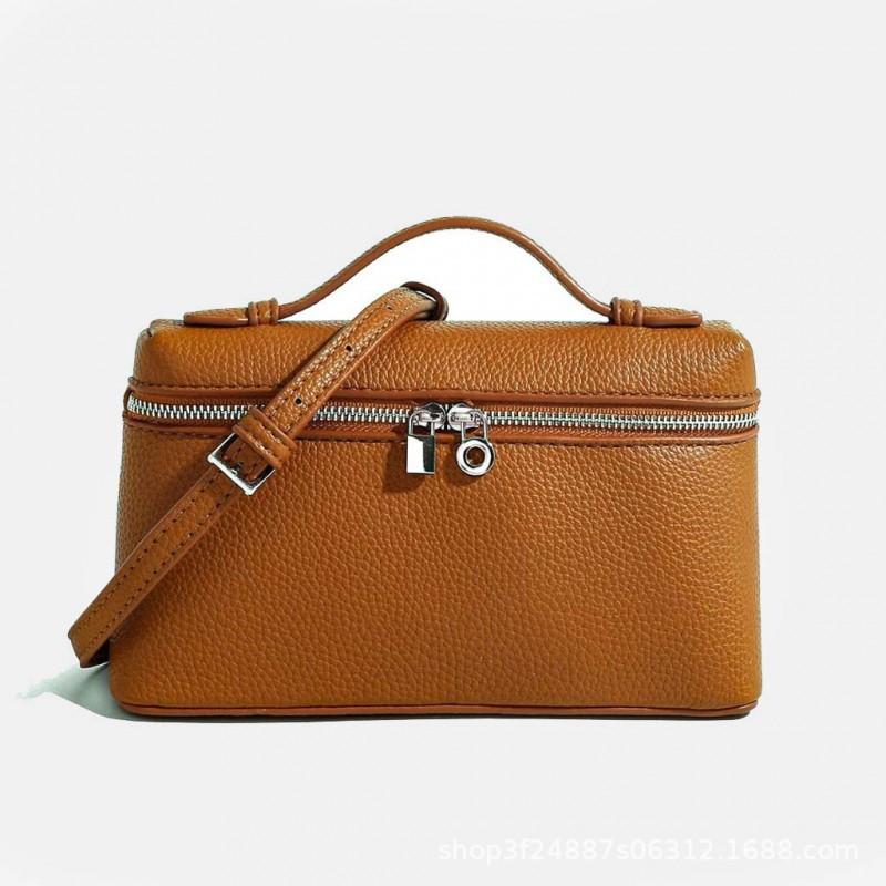 First-layer Cowhide LP19 Small Lunch Box Leather High-end Portable Single-shoulder Cross-body Makeup Female Bag