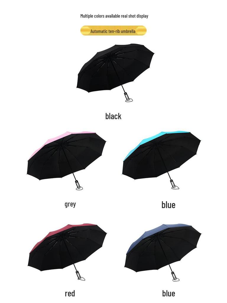 Enhanced Automatic Folding Umbrella for Men & Women: Dual-Use Sun & Rain Protection with Thickened Sunshade & UV Shield