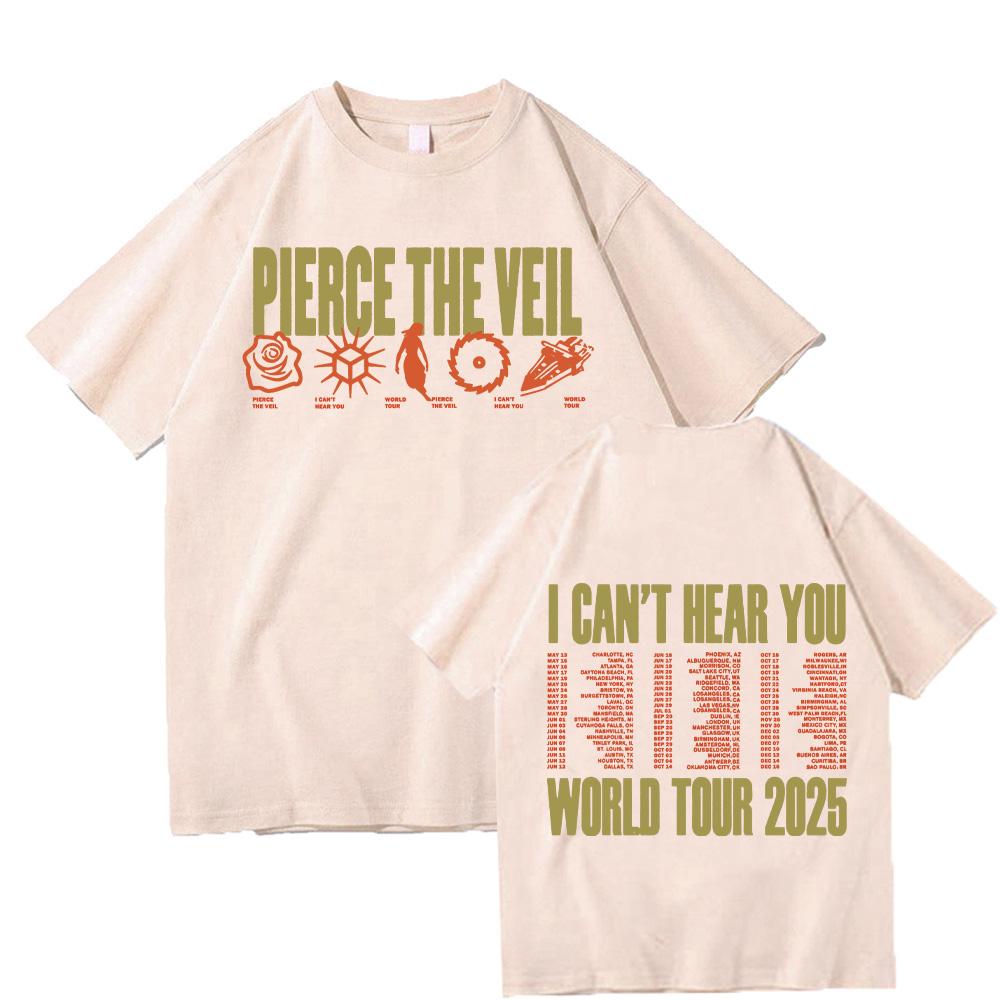 PIERCE THE VEIL 2025 Symbols 'I Can't Hear You World Tour' Date T-Shirt Oversized Clothing Summer Cotton Tee Unisex T Shirts