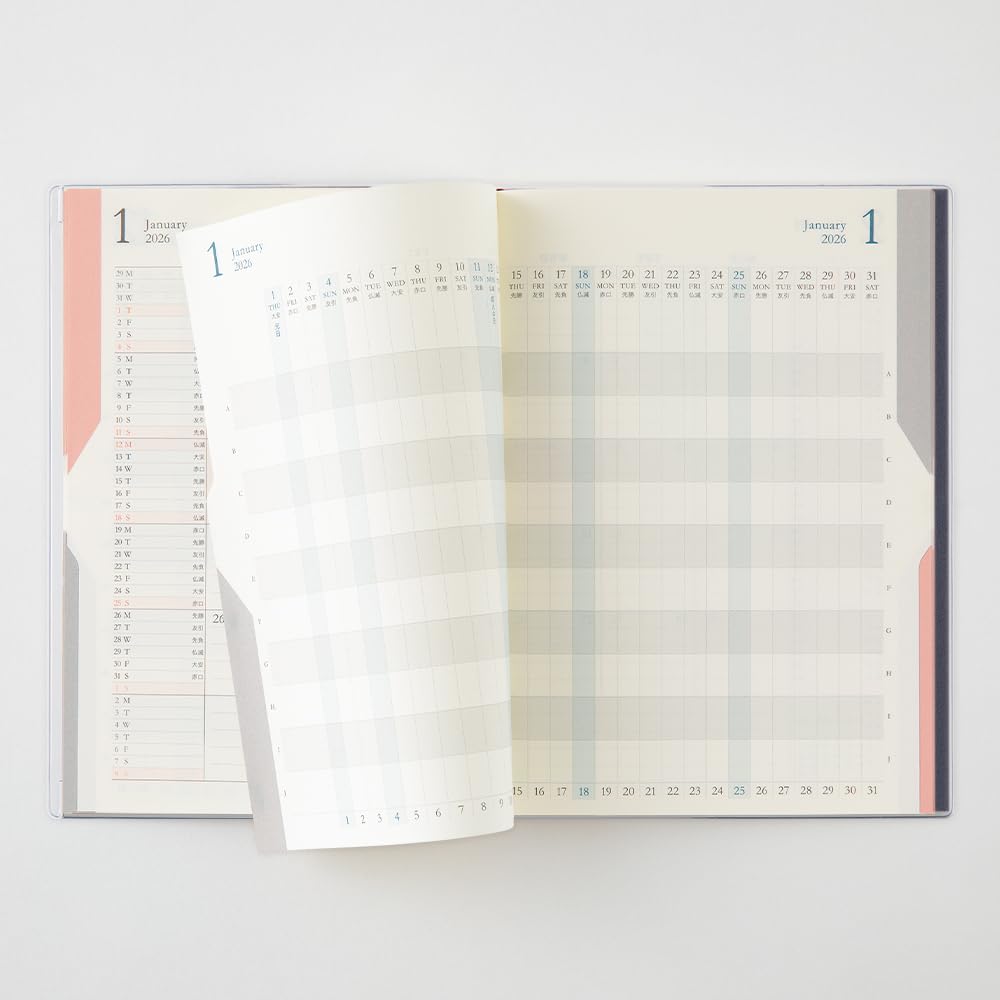 Midori Double Schedule Limited Bookmark Navy 22384006 October Planner, 2026, B6, Monthly, Edition, Included, Blue, (Starts 2025)