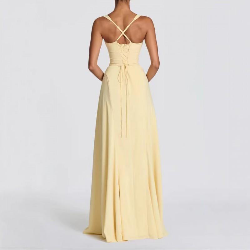 Elegant Ruched Waist Strapless Maxi Dress Women 2026 Slim Fit High-Waisted Solid Color Party Beach Outfit