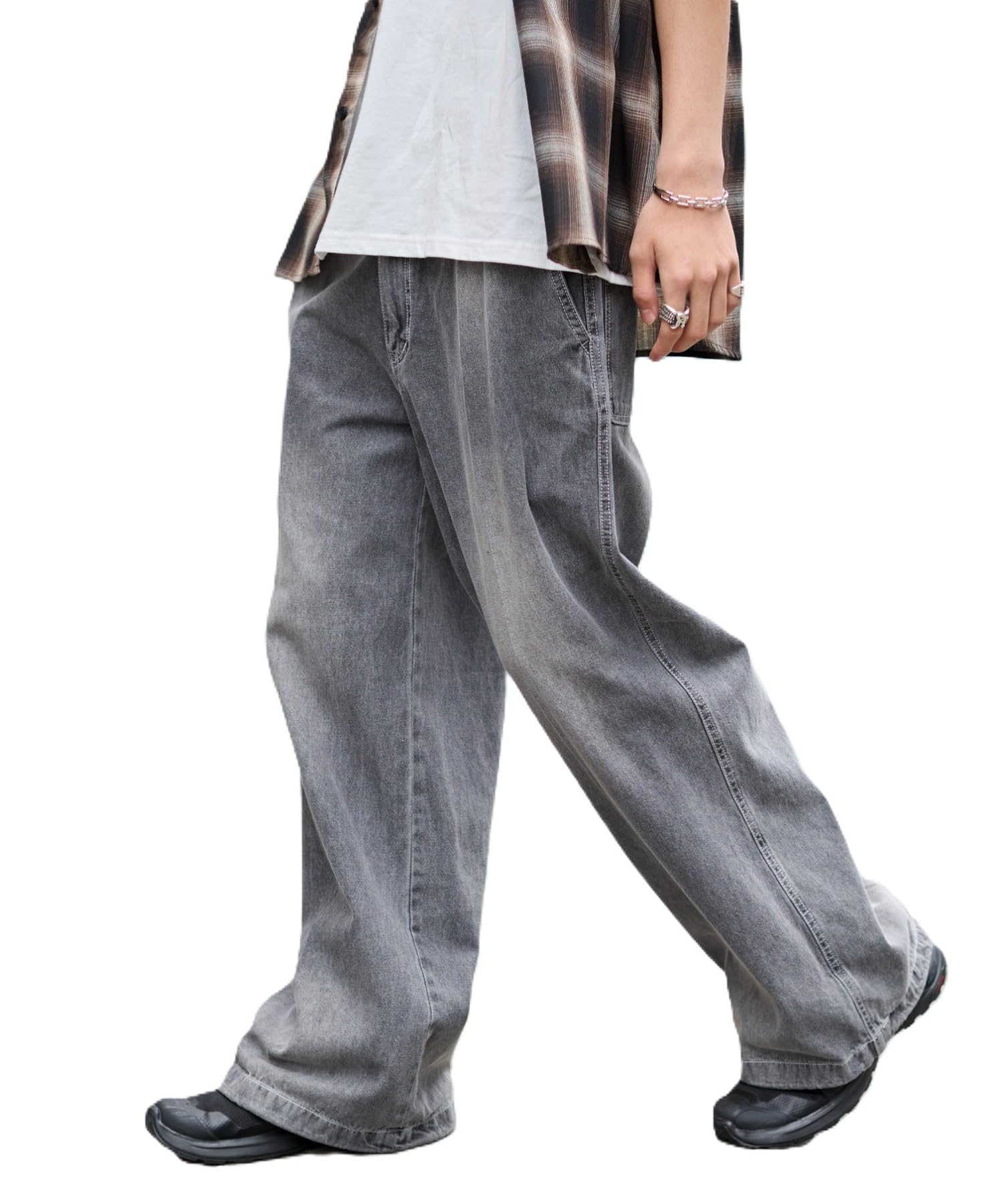 

WEGO Easy Baggy Flare Denim Denim Size Denim Black Slacks, Jeans, Pants, Unisex, Gift, Men s, M,