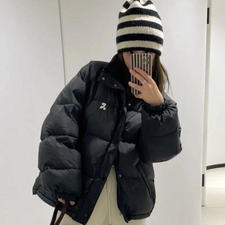 Pink Korean Bread Jacket Women Short Loose Stand Collar Thick Cotton Coat