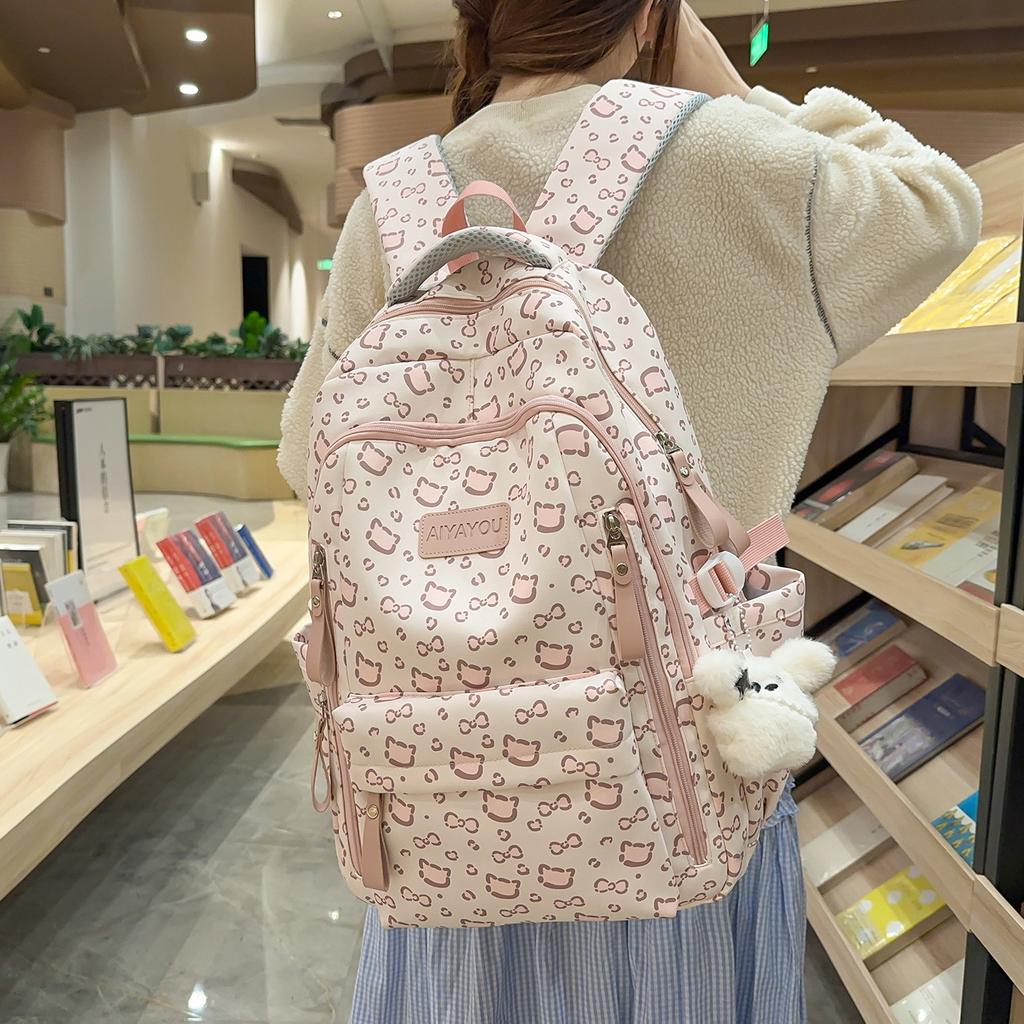 Schoolbag high-value backpack female Japanese ins sweet and cute cartoon print primary and secondary school students 3rd to 5th grade backpack